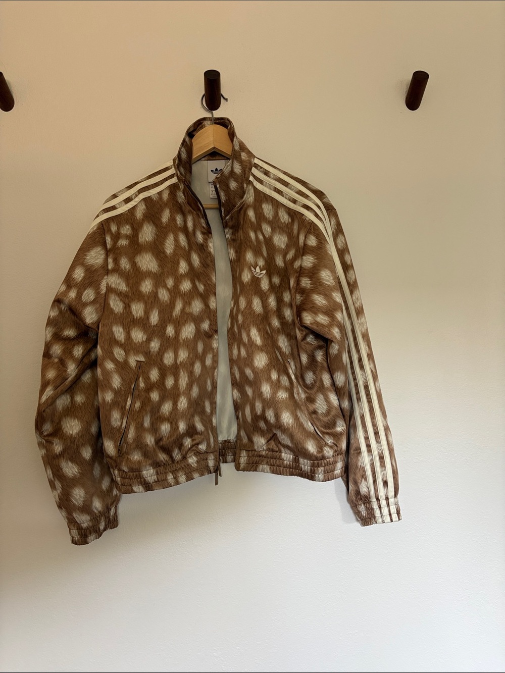 adidas Men's Brown and Cream Spotted Lightweight Track Jacket